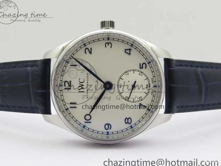 MIROTIME 0409 Packable Portuguese IW358304 ZF 1:1 Best Edition SS White Dial Blue Markers on Leather Strap A 7079